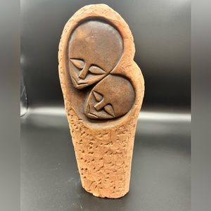 Red Stone Mother & Child Hand Carved In Zimbabwe sculpture statue home accents